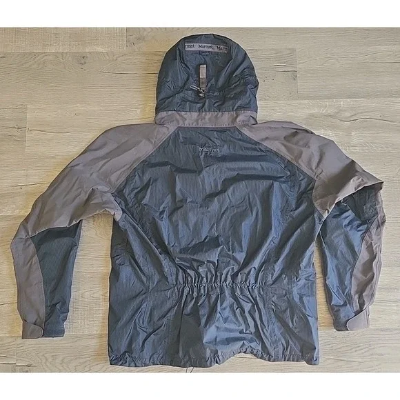 Marmot Jacket Mens XL Blue Gray Waterproof Hooded Ski Snowboard